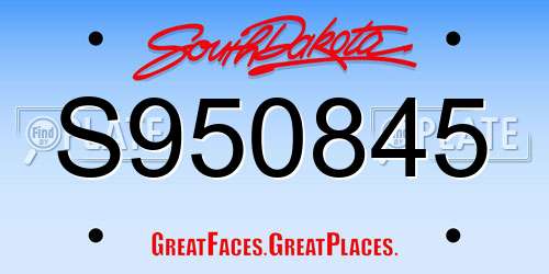 S950845 South Dakota License Plate