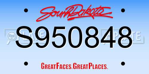 S950848 South Dakota License Plate