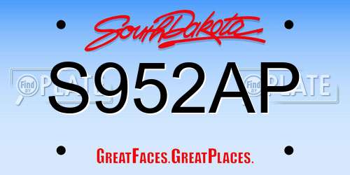 S952AP South Dakota License Plate