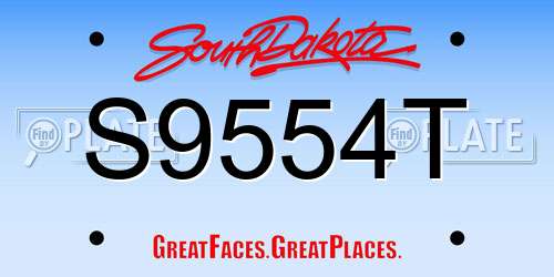 S9554T South Dakota License Plate