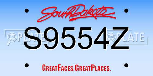 S9554Z South Dakota License Plate