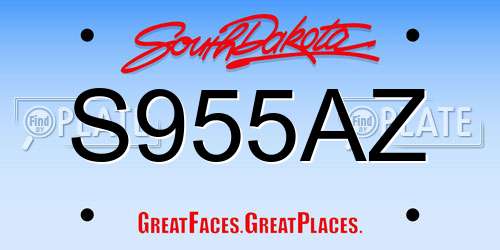 S955AZ South Dakota License Plate