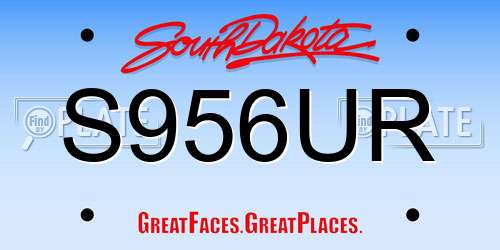 S956UR South Dakota License Plate