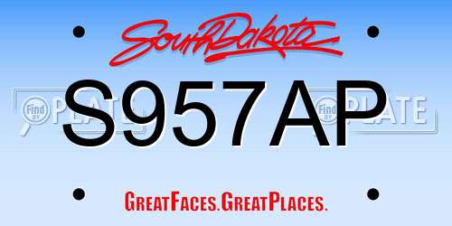 S957AP South Dakota License Plate