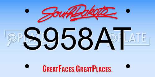 S958AT South Dakota License Plate