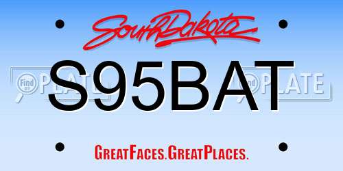 S95BAT South Dakota License Plate