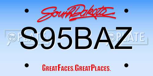 S95BAZ South Dakota License Plate