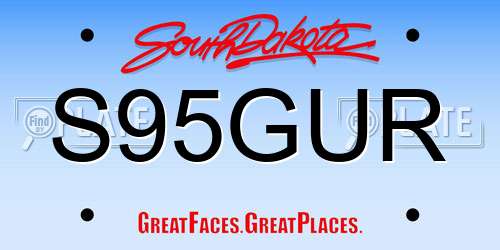 S95GUR South Dakota License Plate