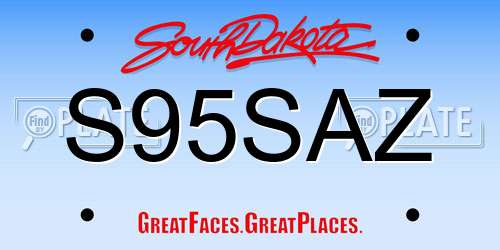S95SAZ South Dakota License Plate