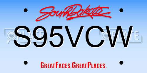 S95VCW South Dakota License Plate