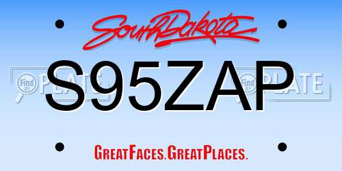 S95ZAP South Dakota License Plate