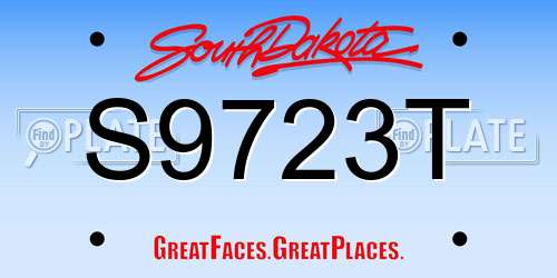 S9723T South Dakota License Plate