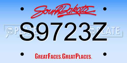 S9723Z South Dakota License Plate