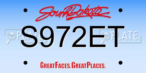 S972ET South Dakota License Plate