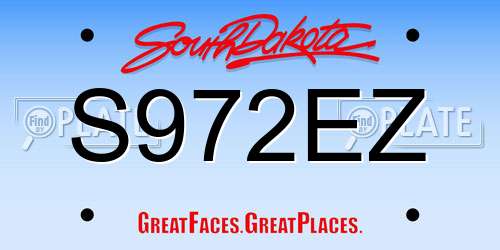 S972EZ South Dakota License Plate