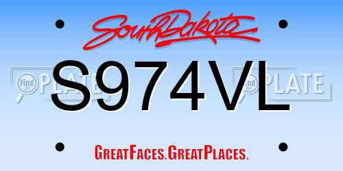 S974VL South Dakota License Plate