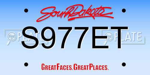 S977ET South Dakota License Plate