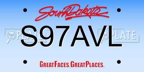 S97AVL South Dakota License Plate