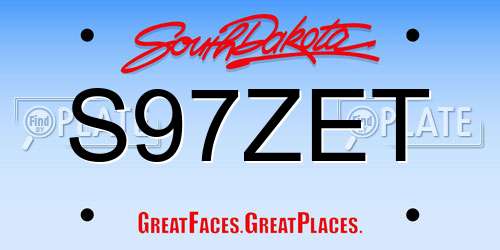 S97ZET South Dakota License Plate
