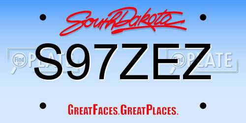 S97ZEZ South Dakota License Plate