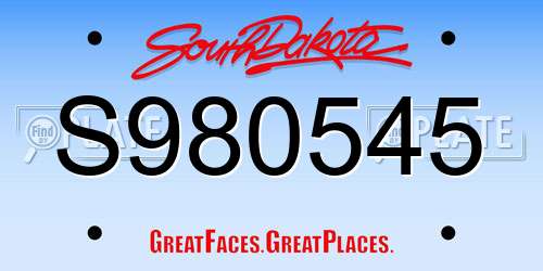 S980545 South Dakota License Plate