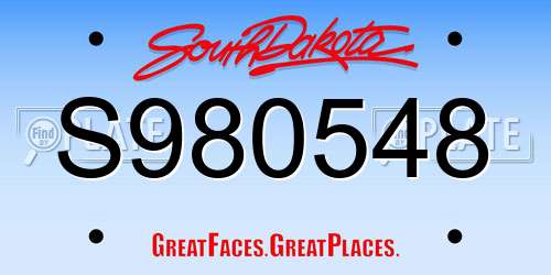 S980548 South Dakota License Plate