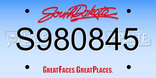 S980845 South Dakota License Plate