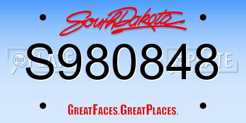 S980848 South Dakota License Plate