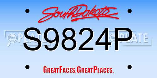 S9824P South Dakota License Plate