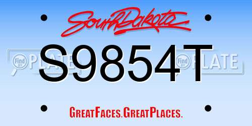 S9854T South Dakota License Plate