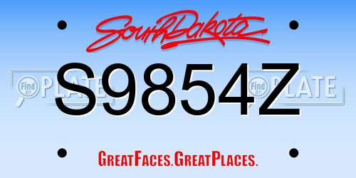 S9854Z South Dakota License Plate