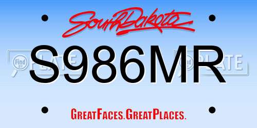 S986MR South Dakota License Plate