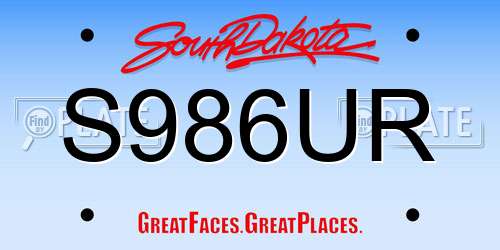 S986UR South Dakota License Plate