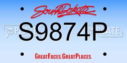S9874P South Dakota License Plate