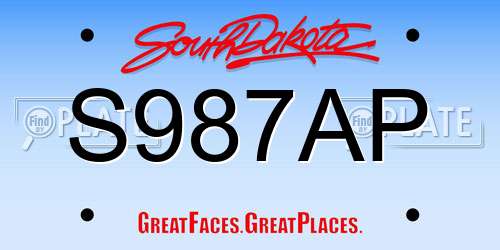 S987AP South Dakota License Plate