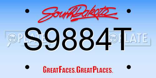 S9884T South Dakota License Plate