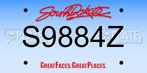 S9884Z South Dakota License Plate