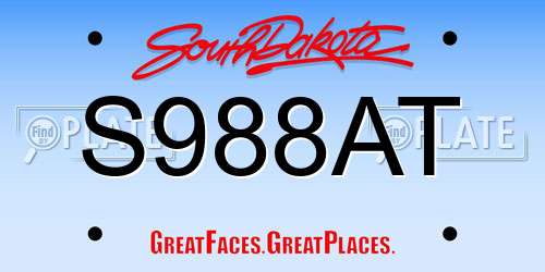 S988AT South Dakota License Plate