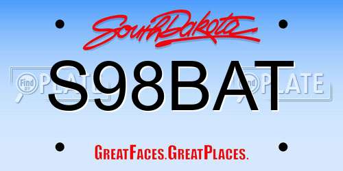 S98BAT South Dakota License Plate