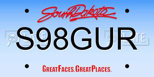 S98GUR South Dakota License Plate