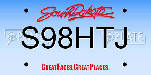 S98HTJ South Dakota License Plate