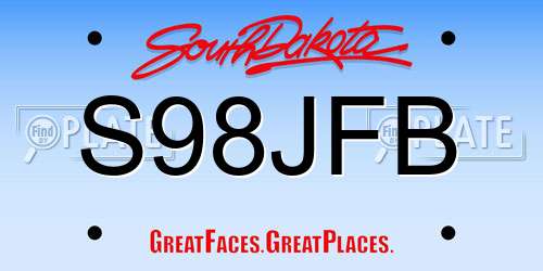 S98JFB South Dakota License Plate