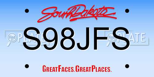S98JFS South Dakota License Plate