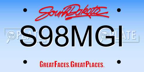 S98MGI South Dakota License Plate