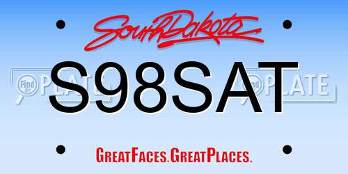 S98SAT South Dakota License Plate