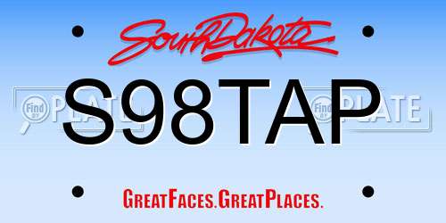 S98TAP South Dakota License Plate
