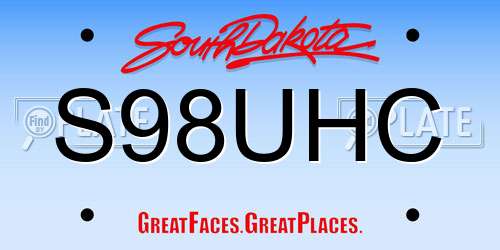 S98UHC South Dakota License Plate