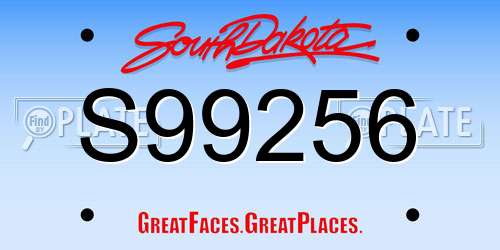 S99256 South Dakota License Plate