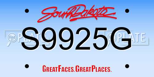 S9925G South Dakota License Plate