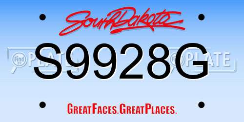 S9928G South Dakota License Plate